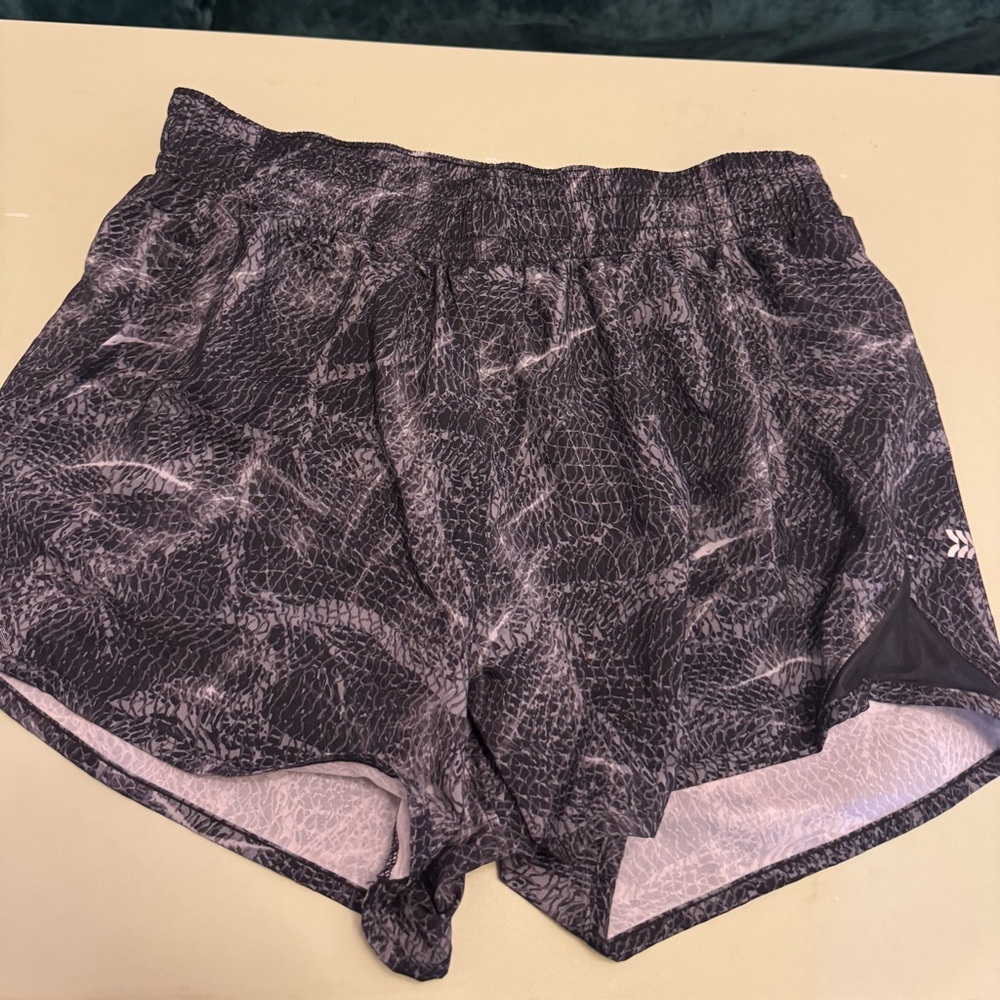 All in Motion Black and Gray Patterned Athletic Shorts